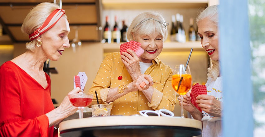 Happy old ladies at play