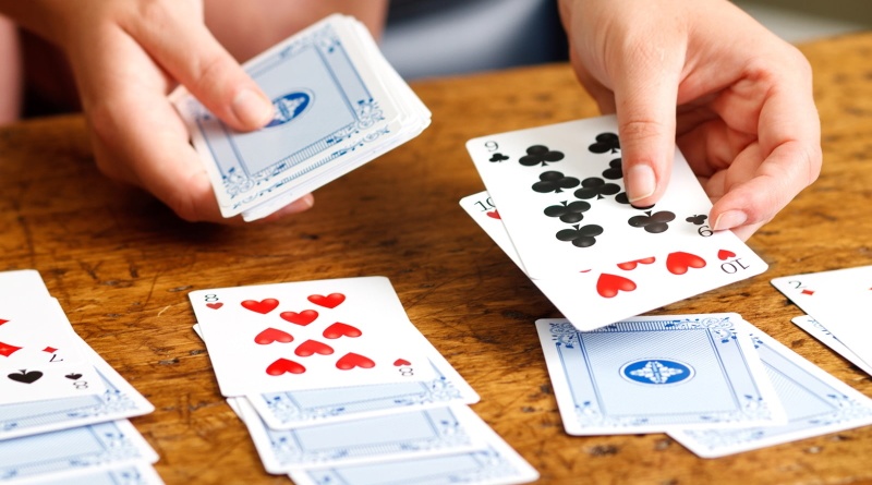 Woman playing yukon solitaire